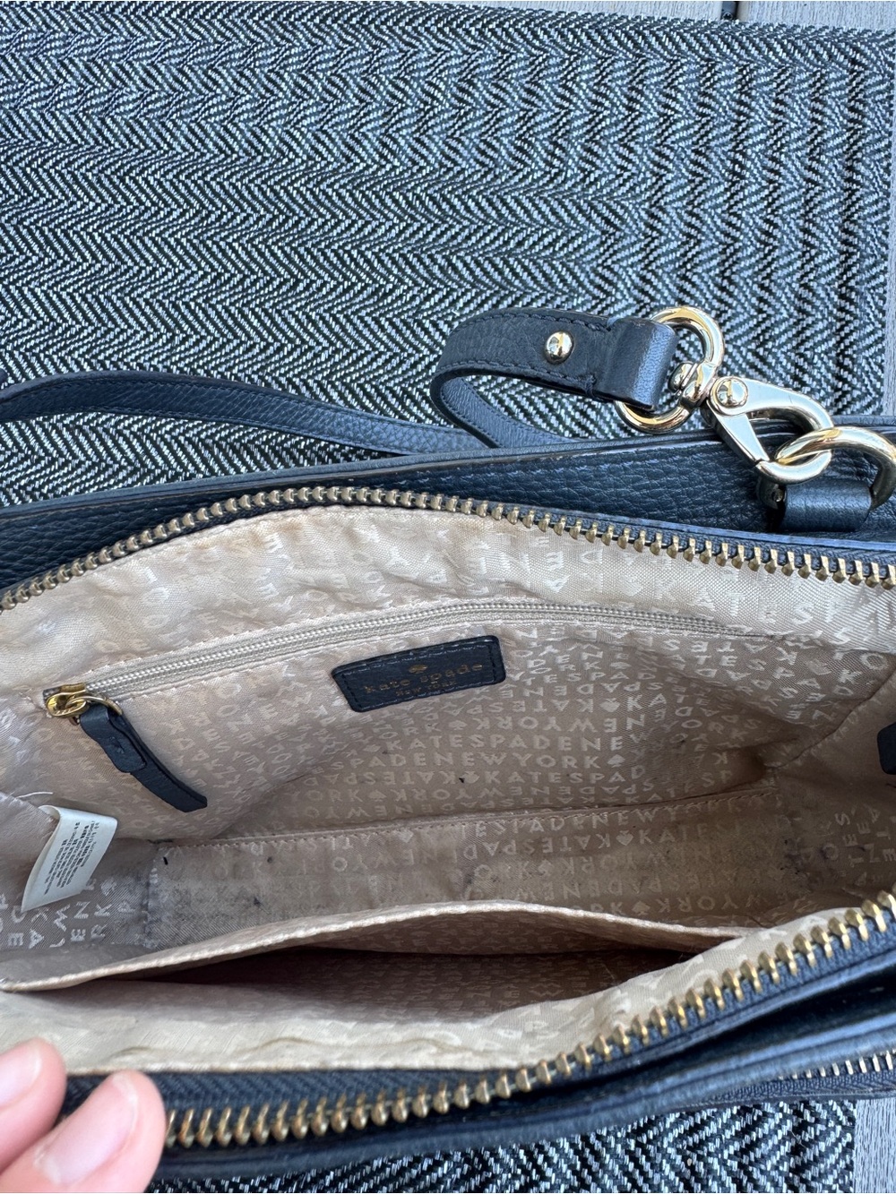 kate spade navy pebbled leather crossbody with front pocket - Picture 5 of 7